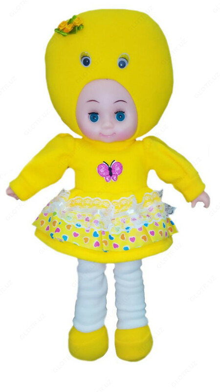 Детская кукла игрушка для девочек с комплектом одежды желтого цвета