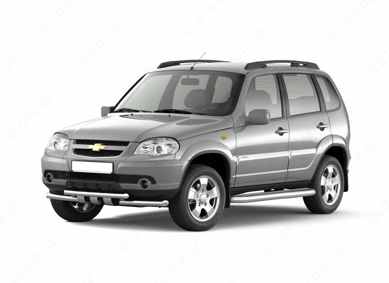  Защита порогов с алюм. фигурной площадкой Ø63мм (нерж) CHEVROLET NIVA - 