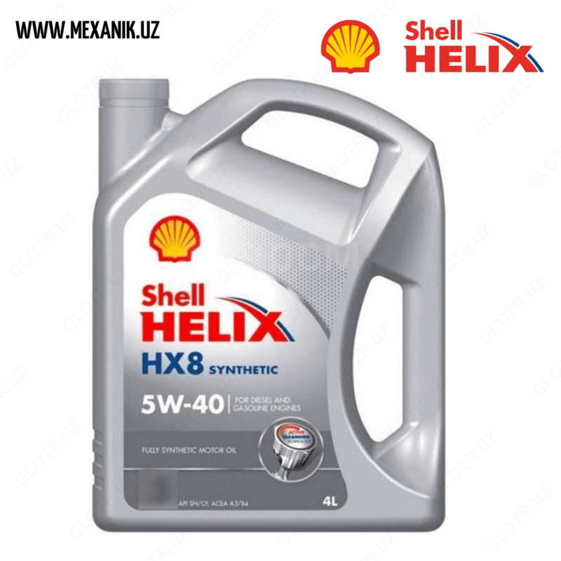 Motor moyi SHELL HELIX HX8 5W-40 4l (Germaniyada ishlab chiqarilgan)