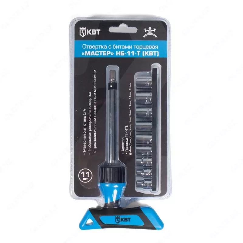 Набор НБ-11-T (КВТ) Т-образная отвертка со сменными головками