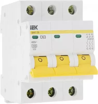 Автоматический выключатель ВА 47-29 3Р 63А 4,5кА х-ка С IEK
