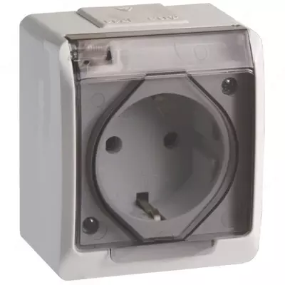 РСб20-3-ГПБд розетка 1м с з/к о/у IP54 (цвет крышки: дымчатый) ГЕРМЕС PLUS