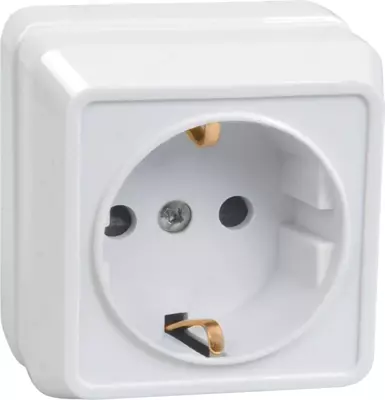 РС20-3-ОБ Розетка 1местн. c з/к 16А откр.уст. ОКТАВА (белый)