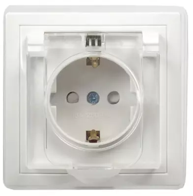 РСш20-3-ОБ Розетка 1местн. c з/к с защ.штор. 16А откр.уст. ОКТАВА (белый)