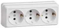 РС23-3-ОБ Розетка 3местн. с з/к 16А откр.уст. ОКТАВА (белый)