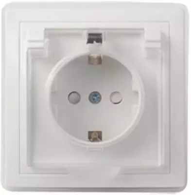 РСбш10-3-ККБ-44 Розетка 1местн. с з/к с защ. штор. с кр. керамика IP44 16А КВАРТА (белый) IEK
