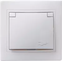 РСб10-3-КБ Розетка 1местн. c з/к с крышкой 16А КВАРТА (белый)