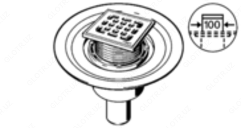 VIEGA Adventix Трап для ванной комнаты (штампованная решетка из нержавеющая сталь 1.4301) - 556914 - от 440 000 сум