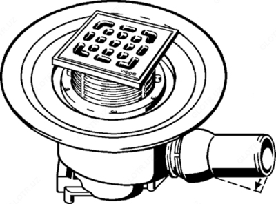 VIEGA Adventix Трап для ванной комнаты (штампованная решетка из нержавеющая сталь 1.4301)- 556938 - от 605 000 сум / шт.