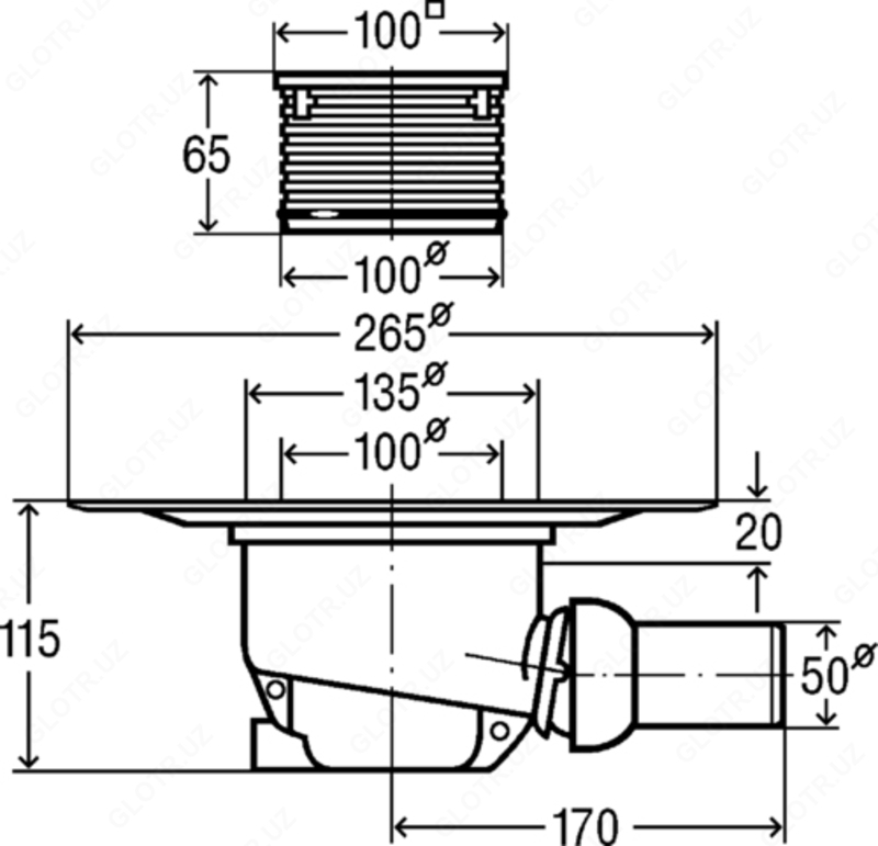 605 000 so'mdan 556938 Трап для ванной комнаты Advantix