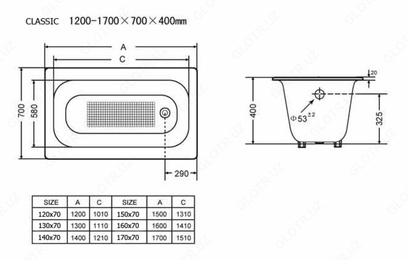 Чугунная Ванна 1700x820 - GOLDMAN GRAND  - от 11 245 000 сум