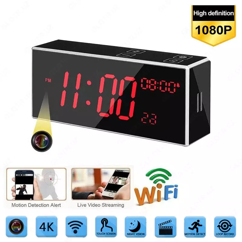 IP WiFi Часы Камера Full HD 1080P-Ночное Видение- Настольные часы с камерой / Соат камера