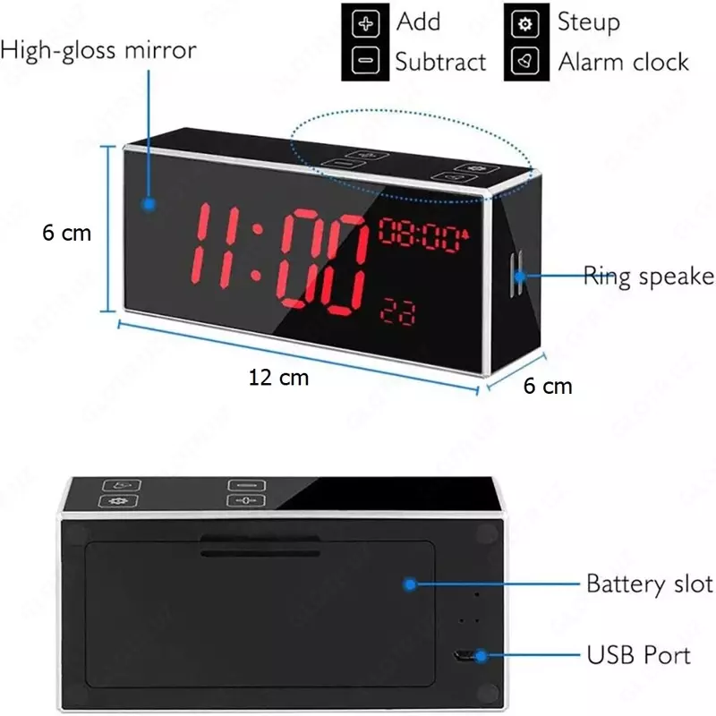  IP WiFi Часы Камера Full HD 1080P-Ночное Видение- Настольные часы с камерой / Соат камера - 