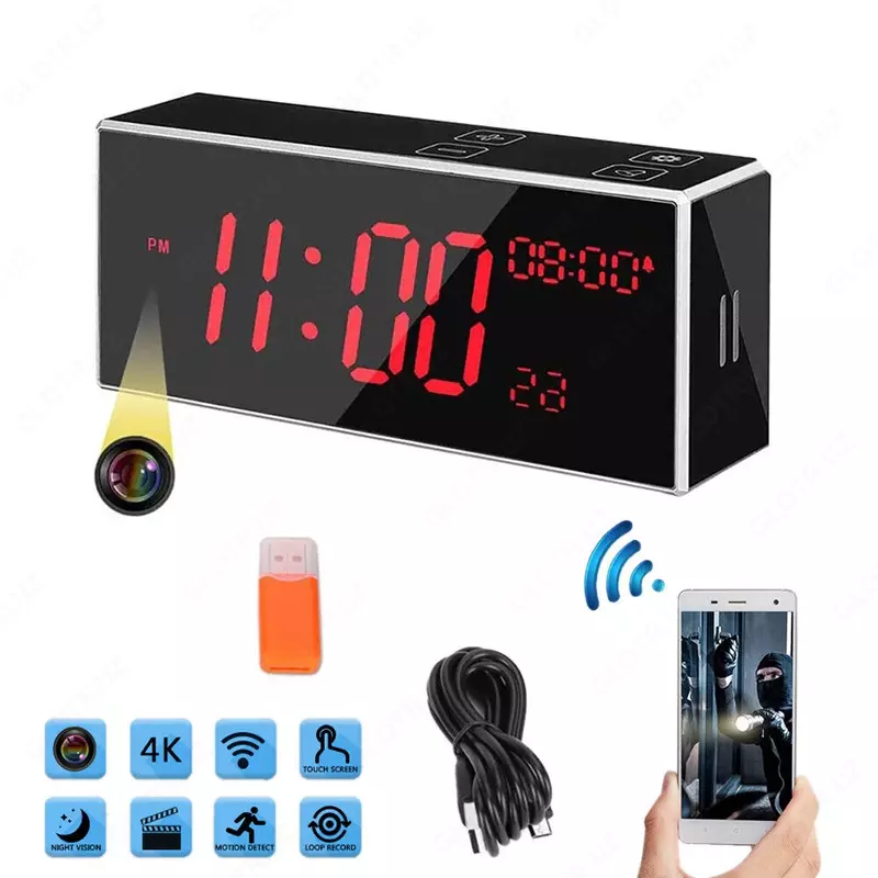  IP WiFi Часы Камера Full HD 1080P-Ночное Видение- Настольные часы с камерой / Соат камера Только в розницу