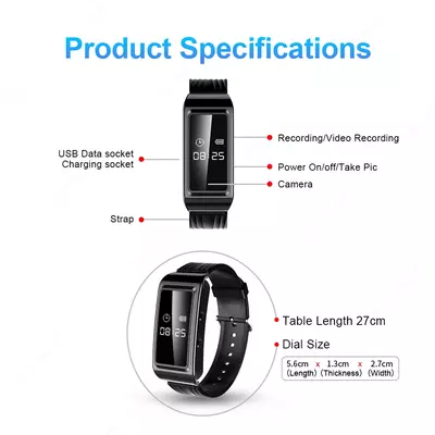 Наручные Часы с Камерой ночного видения FULL HD 1080p Часы камера 32GB Только в розницу