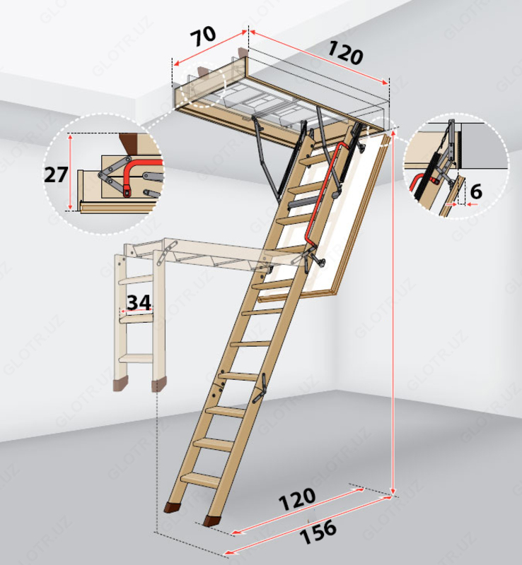 Yog‘och mansard zinapoyasi — mansard uchun zinapoya. - 5 024 556.6 so'm