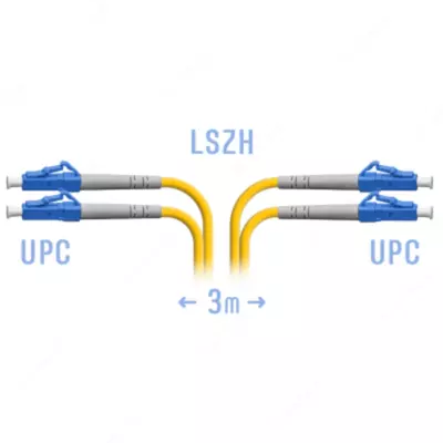 Optik tolali yamoq kabeli LC / UPC-LC / UPC SM er-xotin OD 2.0 PVX 3m - 50 000 so'm / dona