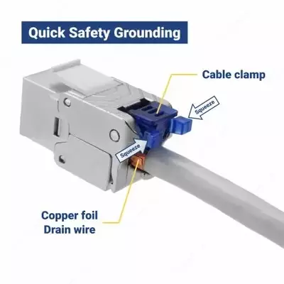 Разъем RJ45 8P8C Cat6A FTP с зажимом для кабеля VDT-systems