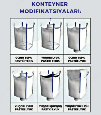 Har xil modifikatsiyadagi yumshoq polipropilen konteynerlar (Big Bag)