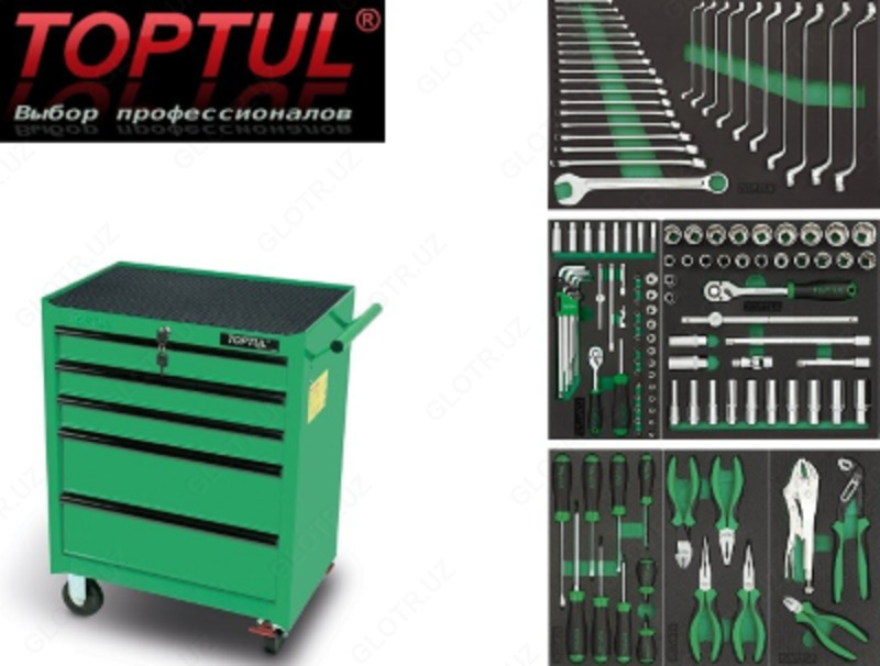  Тележка инструментальная 5 полок с ложементами  укомплектованная GV-13307 - 