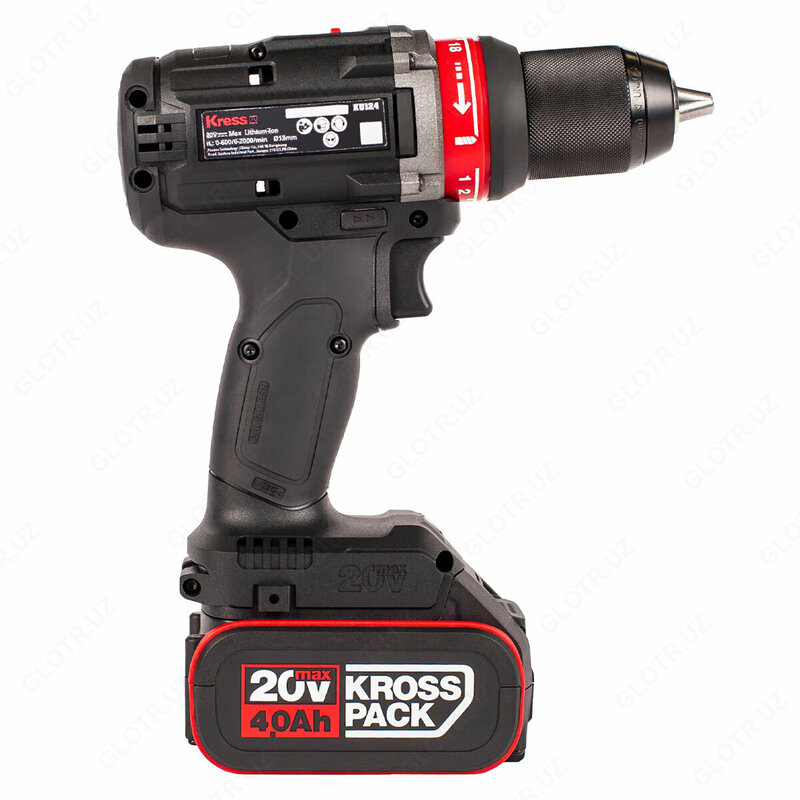  Дрель-шуруповерт KRESS BL KU124 20V 63Нм аккумуляторная с двумя 4А батареями  6А зарядкой и кейсом - 
