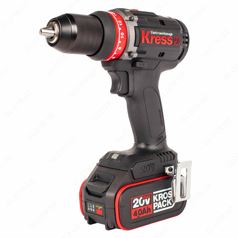   Дрель-шуруповерт KRESS BL KU124 20V 63Нм аккумуляторная с двумя 4А батареями  6А зарядкой и кейсом