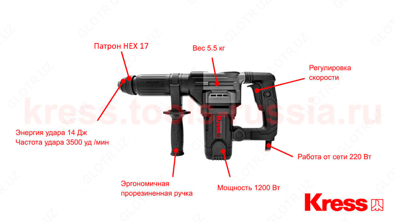 1 555 711.6 сум Отбойный молоток KRESS KU340 1200Вт электрический