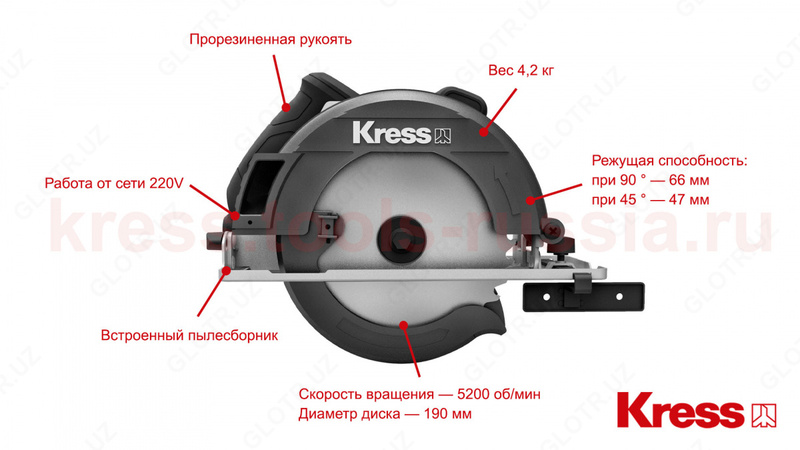   Дисковая (циркулярная) пила KRESS KU420 1400Вт электрическая