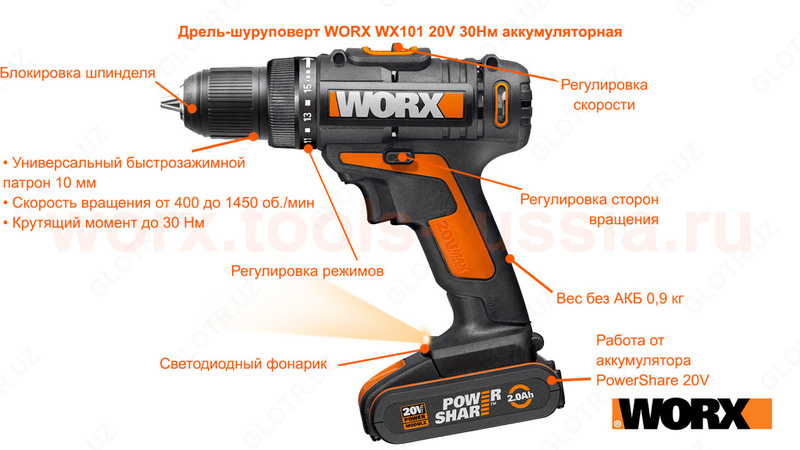  Matkap drayveri WORX WX101 20V 30Nm simsiz - BEST TOOLS