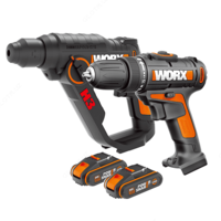  Комплект аккумуляторных инструментов WORX WX927: дрель-шуруповерт WX101.9 + перфоратор WX390.1  с двумя АКБ на 2 Ач и ЗУ  набор бит  в кейсе - 