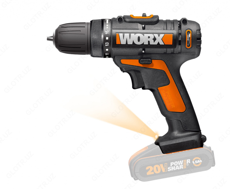   Комплект аккумуляторных инструментов WORX WX927: дрель-шуруповерт WX101.9 + перфоратор WX390.1  с двумя АКБ на 2 Ач и ЗУ  набор бит  в кейсе