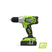  Дрель-шуруповерт аккумуляторная Greenworks G24DDK2 24V c АКБ 2 А.ч и ЗУ в кейсе  арт. 3702807 - 