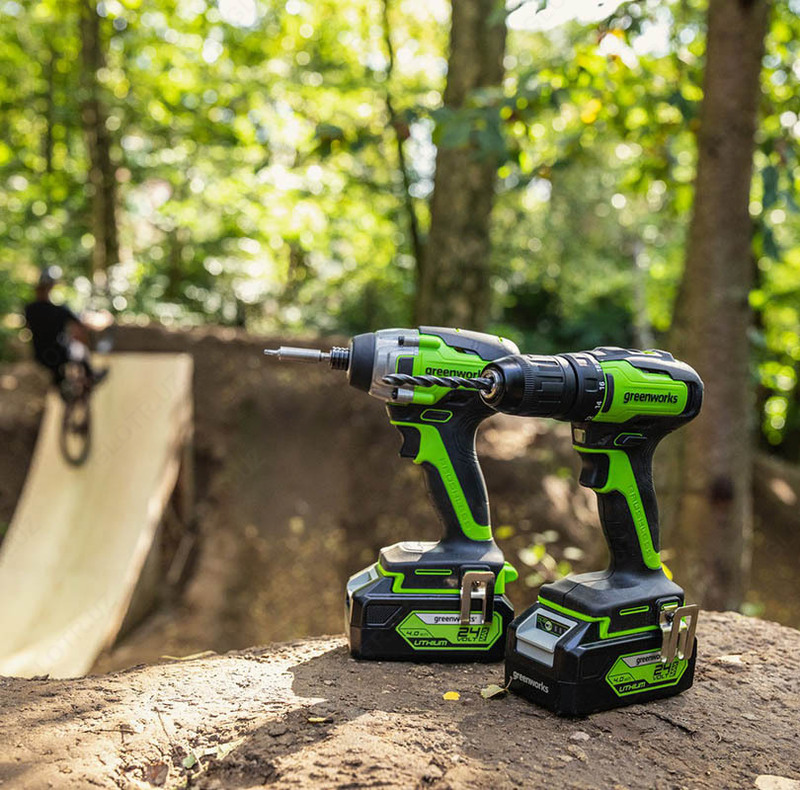  Дрель-шуруповерт аккумуляторная Greenworks GD24DD35 24V бесщеточная без АКБ и ЗУ  арт. 3704007 - 