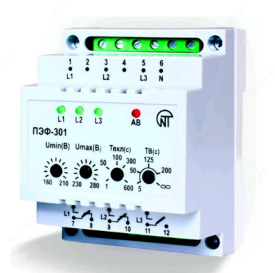 Автоматический электронный переключатель фаз ПЭФ-301 Novatek (1-фазный АВР)