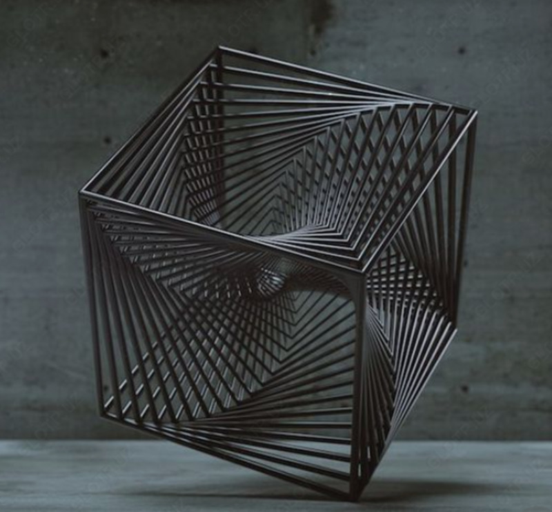 Металлический куб с арт элементами