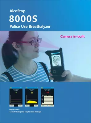 Elektrokimyoviy sensorli professional alkotester, ALCOSTOP 8000S fotofiksatsiyali printer