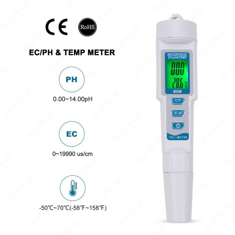Профессиональный EC/PH/TEMP тестер воды 3 в 1