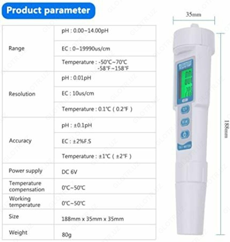 Высокоточный Профессиональный 3 в 1 тестер воды TDS/pH/TEMP STOP SMOKE