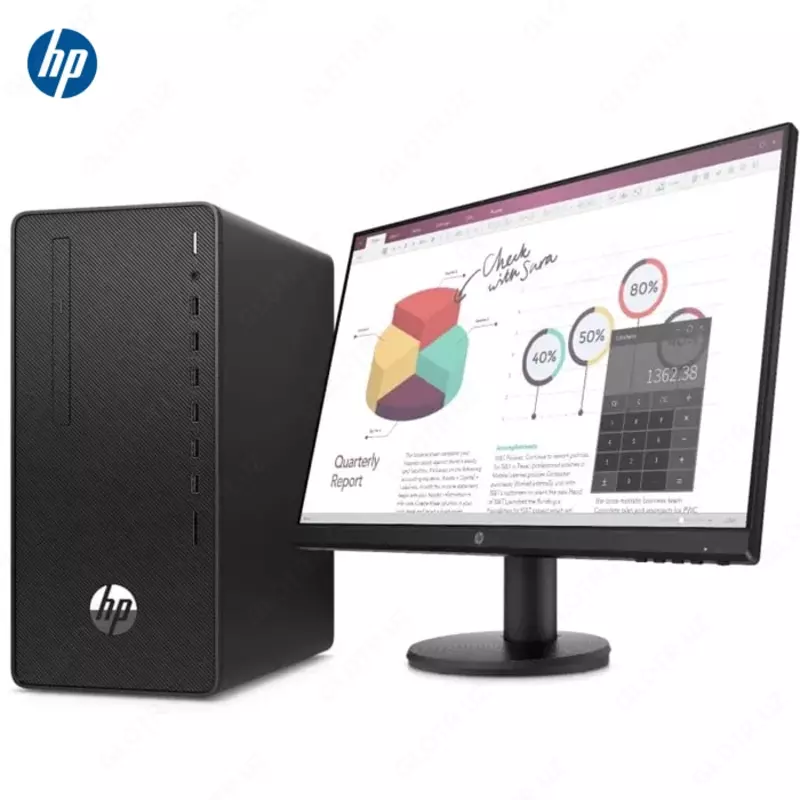 Компьютер белой сборки HP Desktop 290 G4 (Core i3-10100/ DDR4 4GB/ HDD 1TB/ DVD-RW/ Keyboard+mouse/ DOS/ RU) Black + HP 27" V27i IPS Monitor