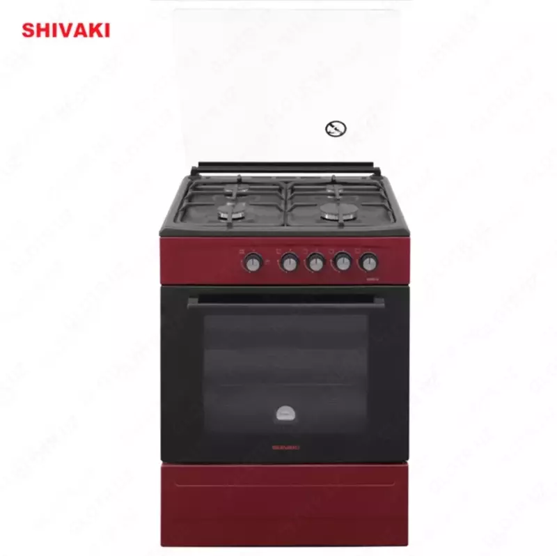 Газовая плита Shivaki 6400-G ГП с Газ контроль Бордовый