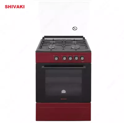 Газовая плита Shivaki 6400-G ГП с Газ контроль Бордовый