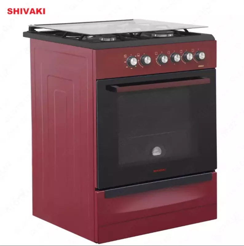 Комбинированная плита Shivaki 6300-K КП с Газ контроль Бордовый
