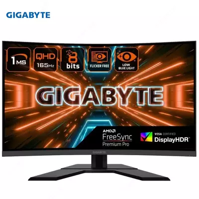 Монитор Gigabyte - 32" G32QC-EK Curved Gaming Monitor, VA, 165hz, 1mc, QHD (2560x1440), 2K, HDMI, DisplayPort, KVM, USB, Black