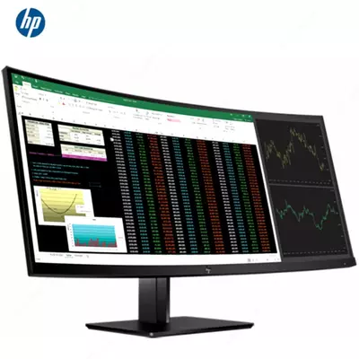 HP Monitor — 38" Z38c egilgan monitor, IPS, 14 ms, 60 Hz, UHD (3840x2160), HDMI, DisplayPort, Type-C, kumush rang