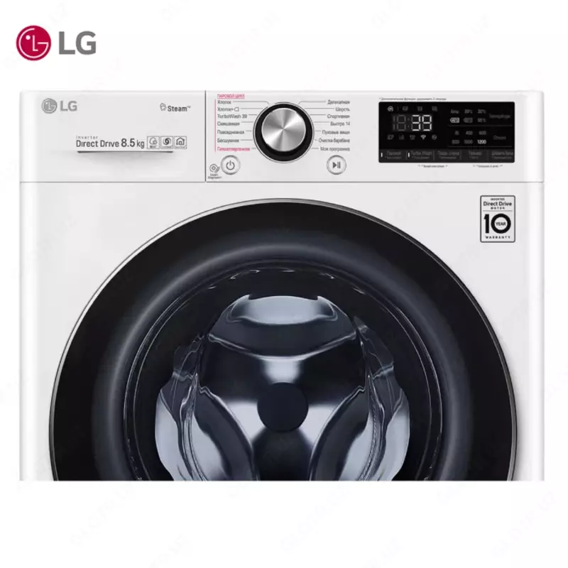 Стиральная машина автомат LG F2V9GW9W Steam+, TurboWash39, AI DD,ThinQ, 8.5кг Белый
