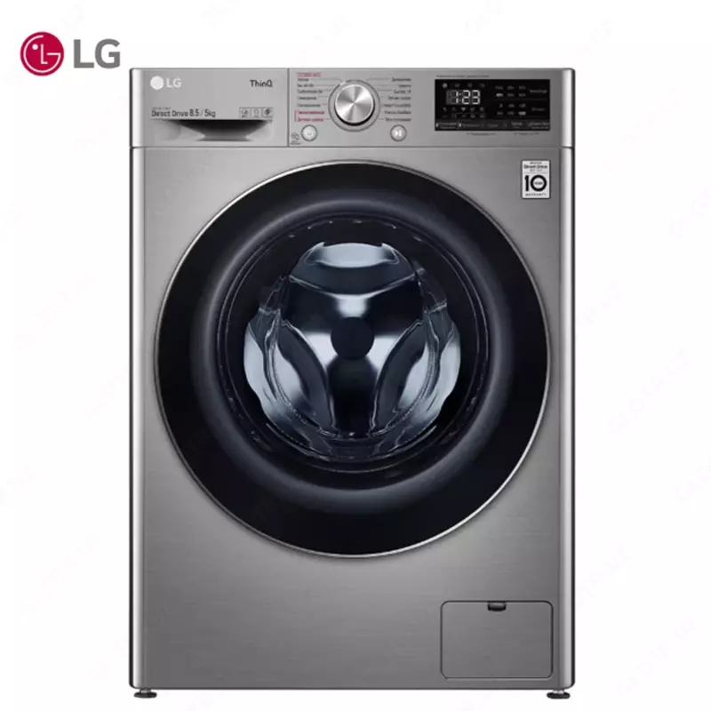 Стиральная машина автомат LG F2V5GG2S Steam+,Сушка, TurboWash59,ThinQ AI DD, 8.5кг, Серый