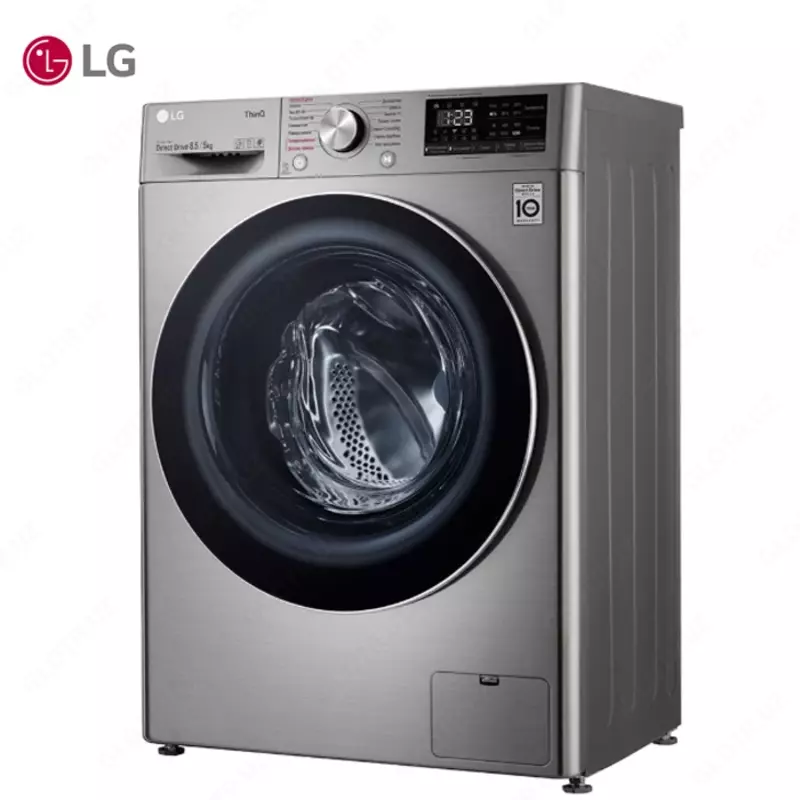 Стиральная машина автомат LG F2V5GG2S Steam+,Сушка, TurboWash59,ThinQ AI DD, 8.5кг, Серый