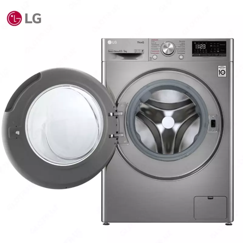 Стиральная машина автомат LG F2V5GG2S Steam+,Сушка, TurboWash59,ThinQ AI DD, 8.5кг, Серый