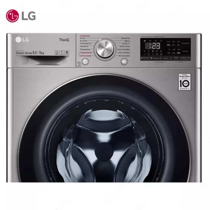 Стиральная машина автомат LG F2V5GG2S Steam+,Сушка, TurboWash59,ThinQ AI DD, 8.5кг, Серый