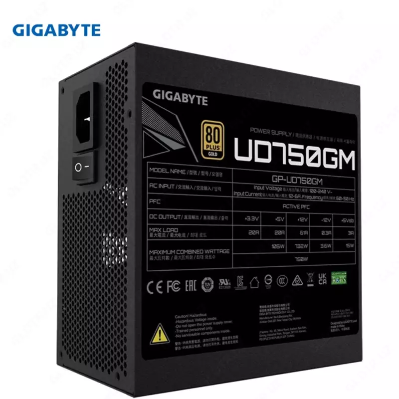 Блок питания Gigabyte UD750 750W, 120mm, 80 Plus Gold, Modular ATX Power Supply
